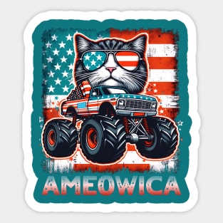 4th of July independence. Monster truck cat lovers Sticker